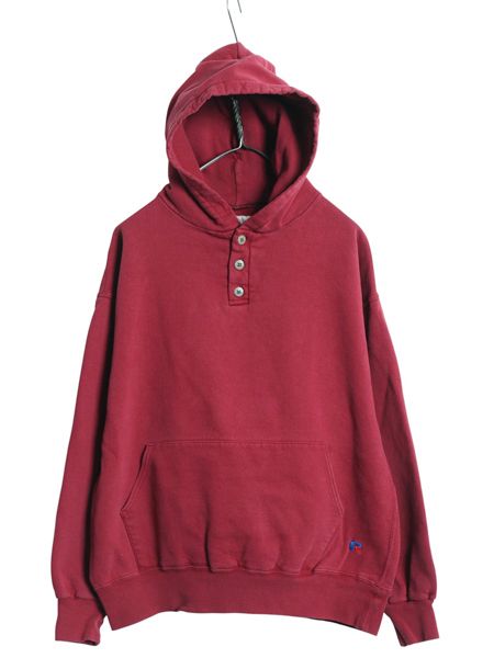 なクーポン配布中! 80s 90s エルエルビーン ラッセル 別注 ヘンリーネック スウェット フード パーカー メンズ XL 無地 裏起毛 トレーナー 大きいサイズ