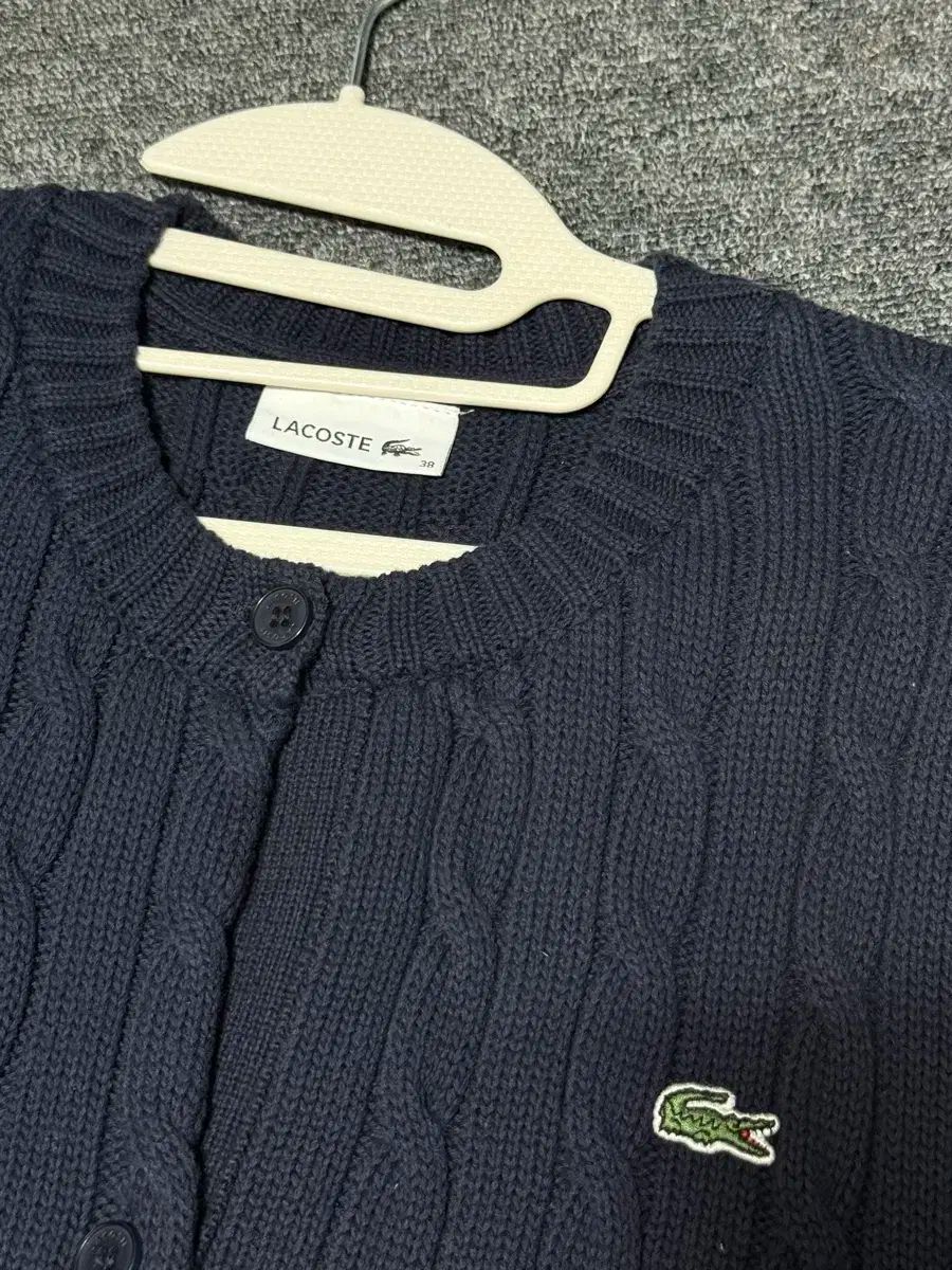 ラコステ ネイビー ケーブル 半袖 カーディガン