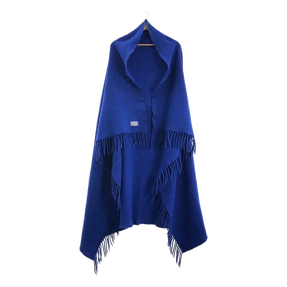 PENDLETON / ペンドルトン | ウール ロゴ 大判 ブランケット ストール | ブルー