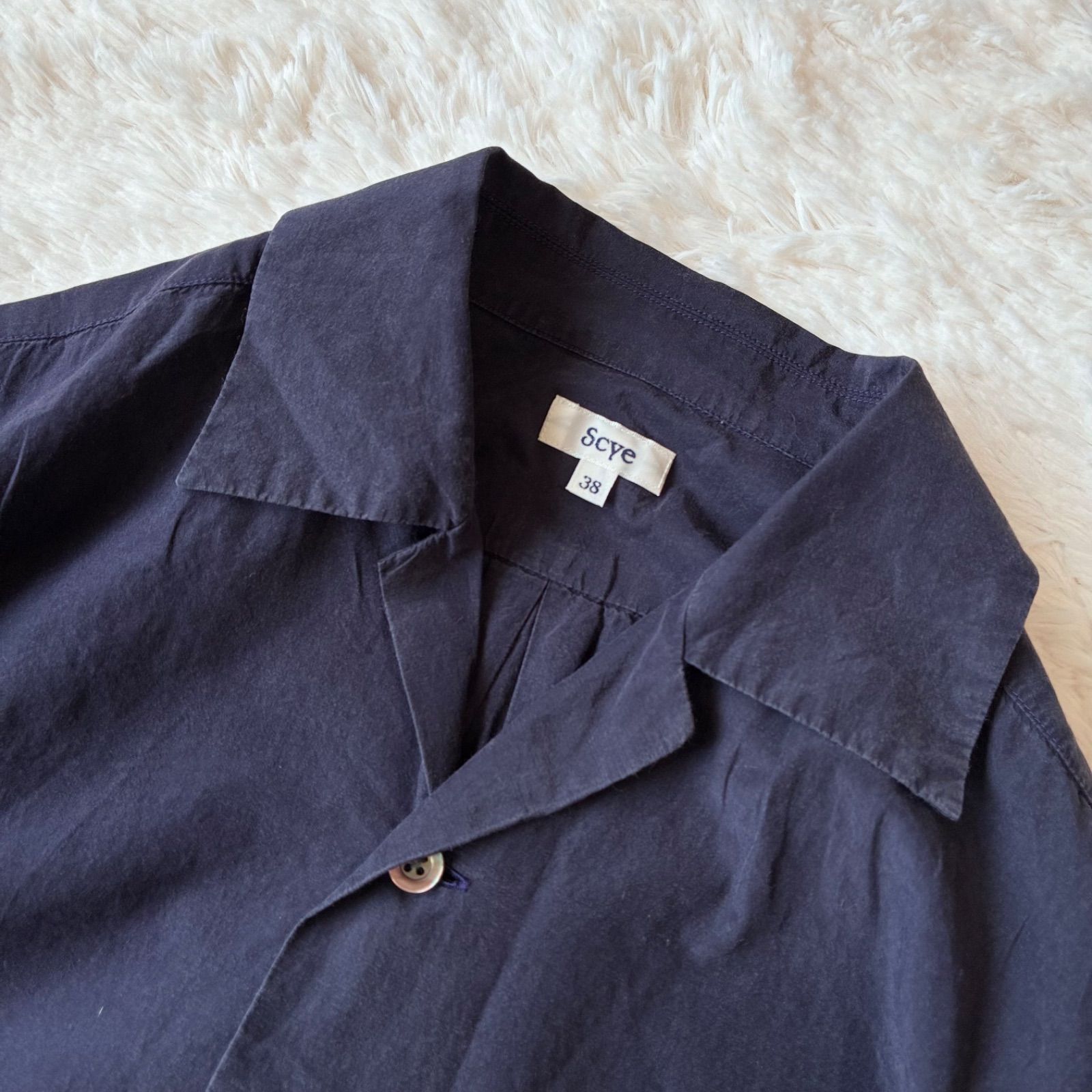 Scye サイ 美品 コットンシルクシャツ S/S 1117-31082 オープンカラー
