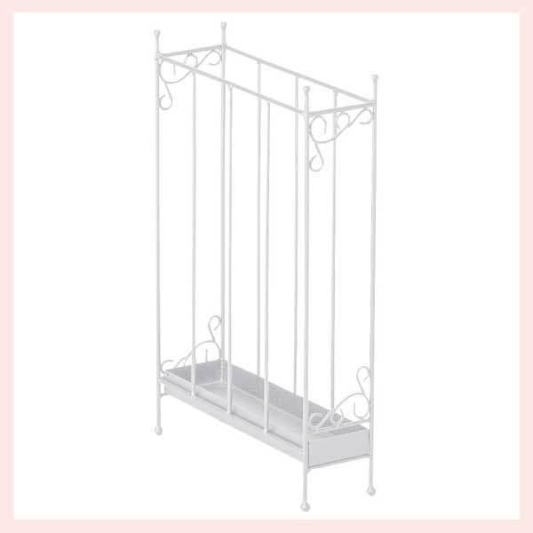 スリムアンブレラスタンド（W10.5×D30.5×H50cm）／ホワイト　※スパニッシュ，安い，リーズナブル，こだわり，実用的，省スペース，有効活用，玄関，ラック，スペイン風，傘立て，引っ掛け