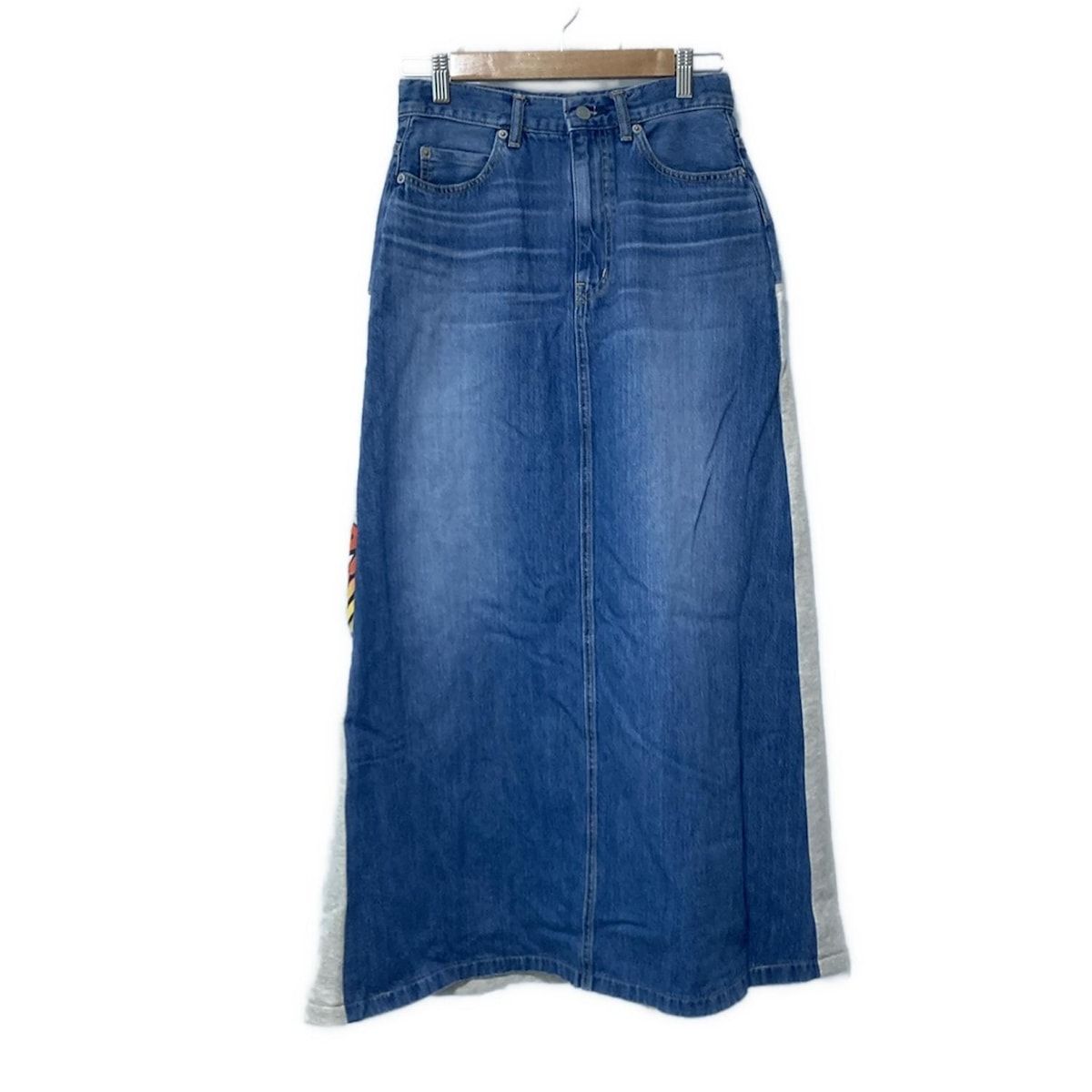 HYSTERIC GLAMOUR ヒステリックグラマー ロングスカート サイズS レディース - ブルー×グレー×マルチ マキシ丈|デニム|異素材切替