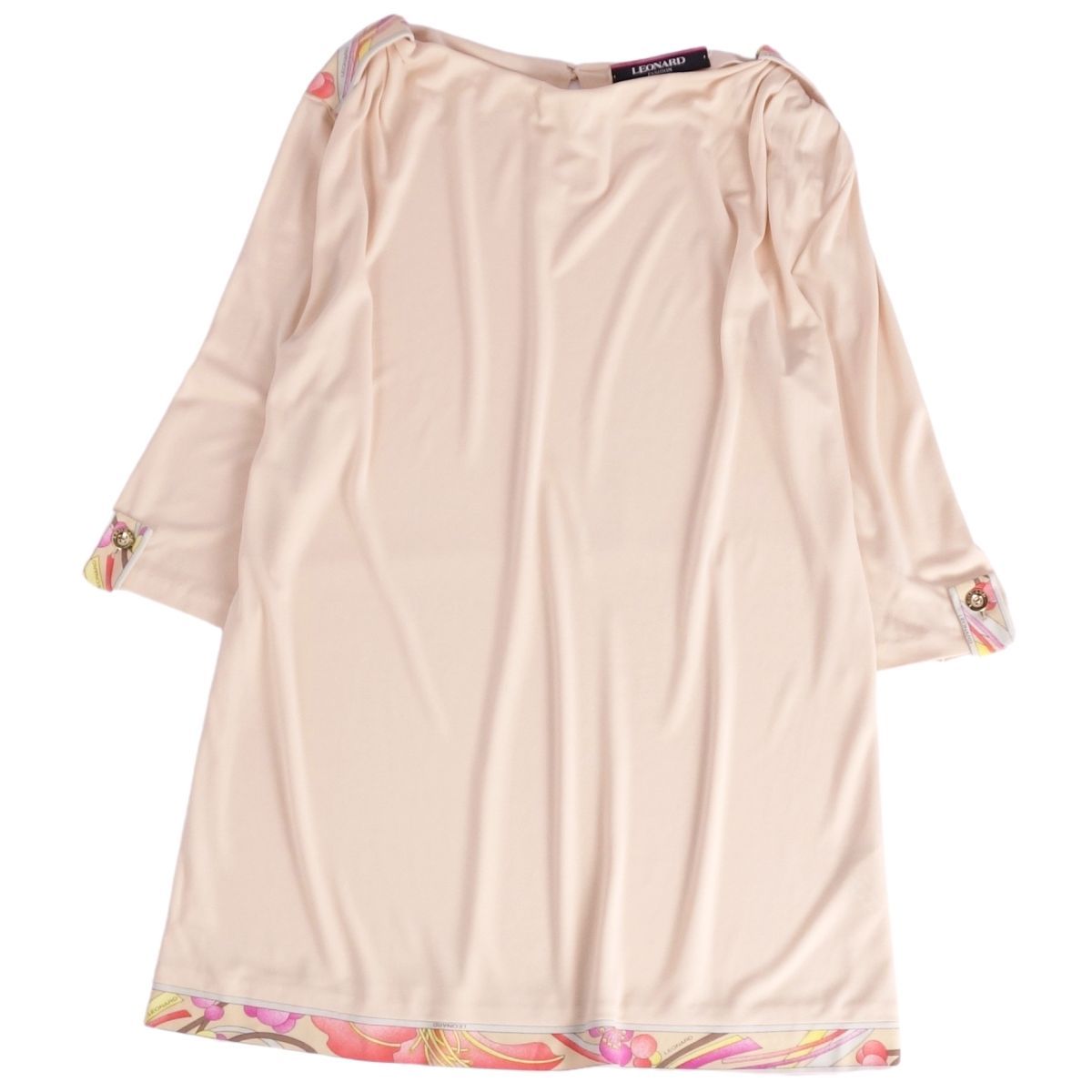 【美品】レオナールLEONARD　チュニック　ワンピース花柄透け感あり両面花柄 美品 レオナール LEONARD 公式 FASHION ワンピース チュニック 花柄 極