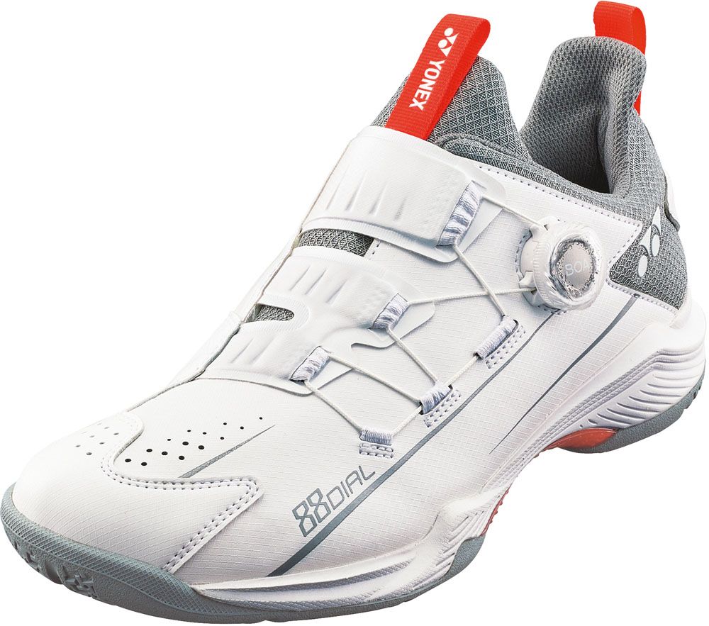 ヨネックス YONEX バドミントン  バドミントンシューズ パワークッション 88 ダイヤルワイド 衝撃吸収 反発性 軽量 安定性 ダイヤル式 BOA ローカット 4E ワイド 部活 試合 練習  SHB88D2W 801 マットホワイト 27.5