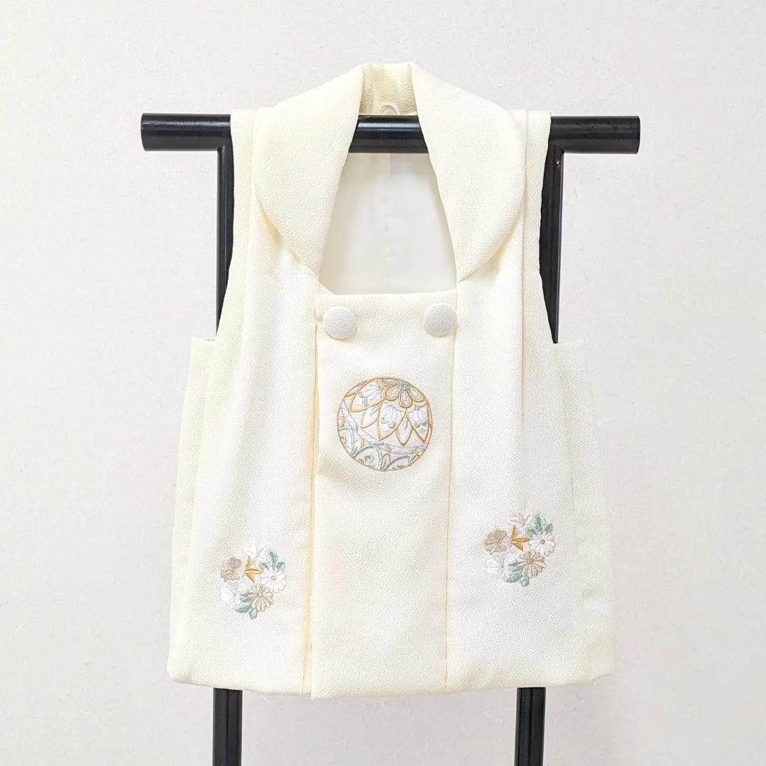 七五三 3歳 女の子 被布コート 単品 白 毬 刺繍 SH10-1