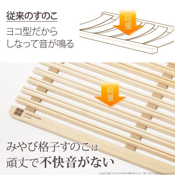 通気性2倍で丸めて収納-みやび格子-すのこベッド