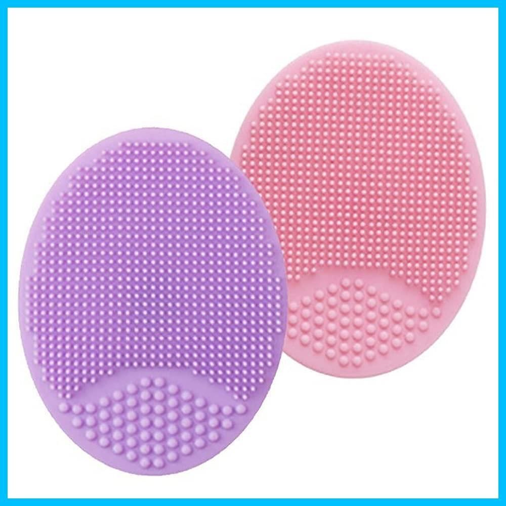 毛穴 メイク落とし シリコン 敏感肌用 角質 スキンケア 角栓 除去 やわらか 2個セット 洗顔ブラシ ピンク - shttown パープル