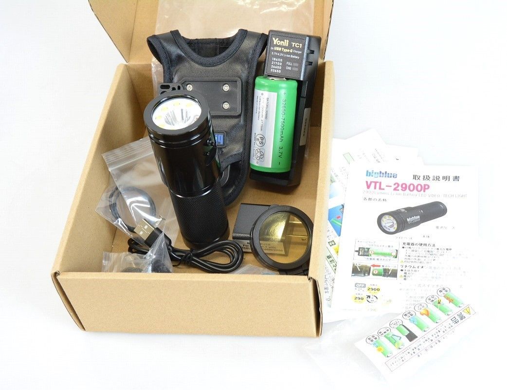 未使用 bigblue VTL-2900P 充電式 スポット光 拡散光 水中ライト