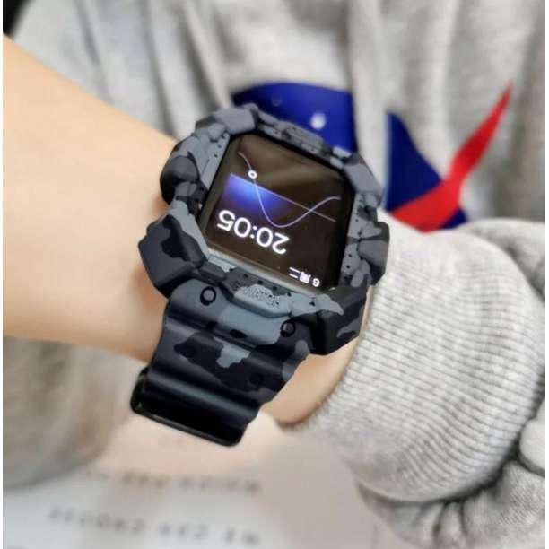Apple Watch 38 40 41mm シリコンバンド 迷彩グレー - ラバーベルト