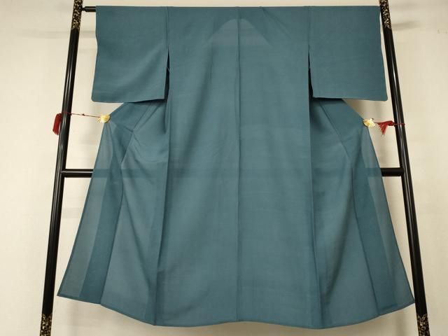 平和屋着物 夏物 色無地 絽縮緬 錆鉄御納戸色 正絹 AABC3490jd