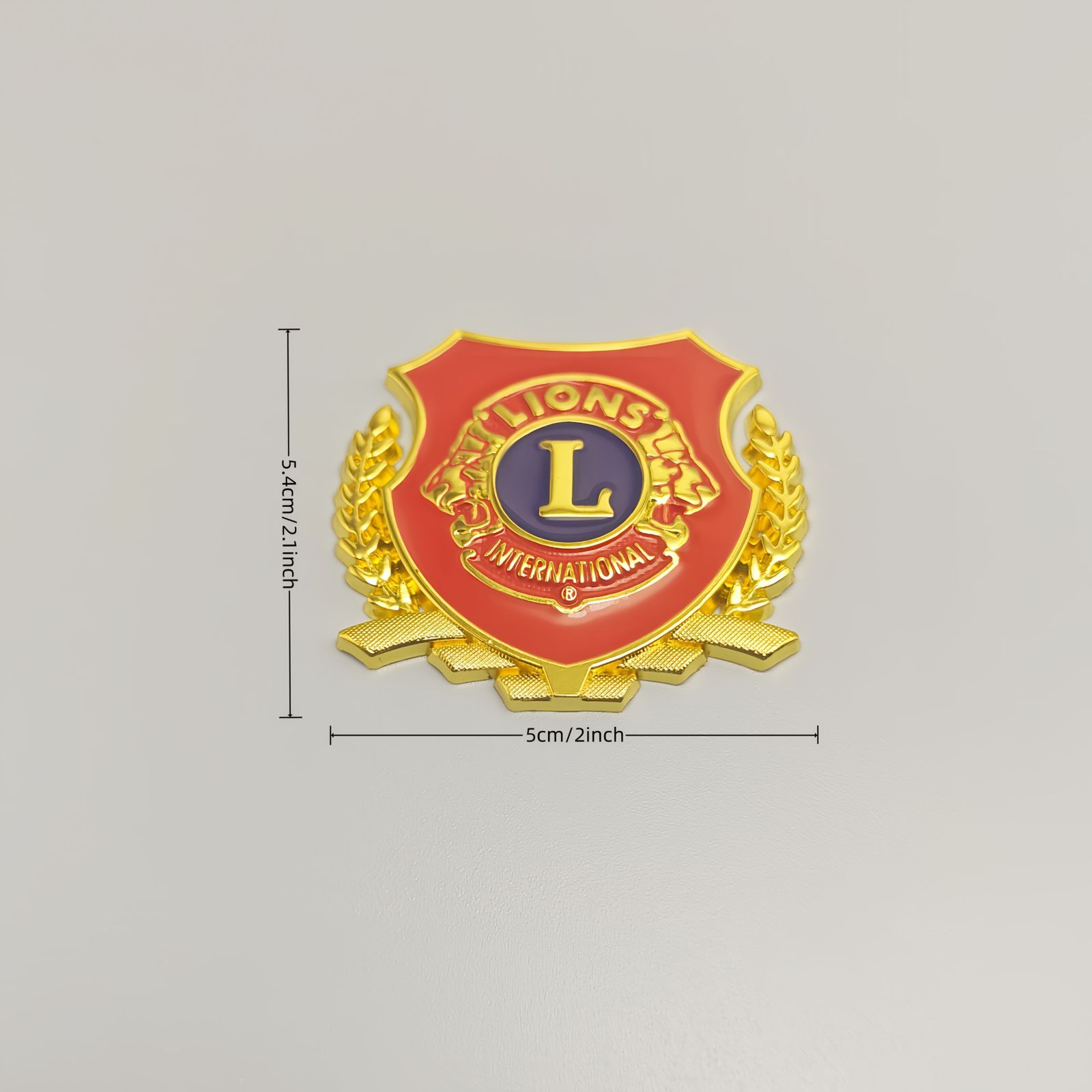 カーエンブレム ライオンズクラブ L 金属 ロゴ ステッカー 車用 5.4cm 