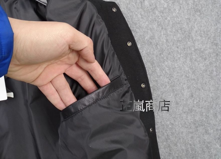 美品□スタジャン 最上級 羊革袖・ウール切替・ レザージャケット