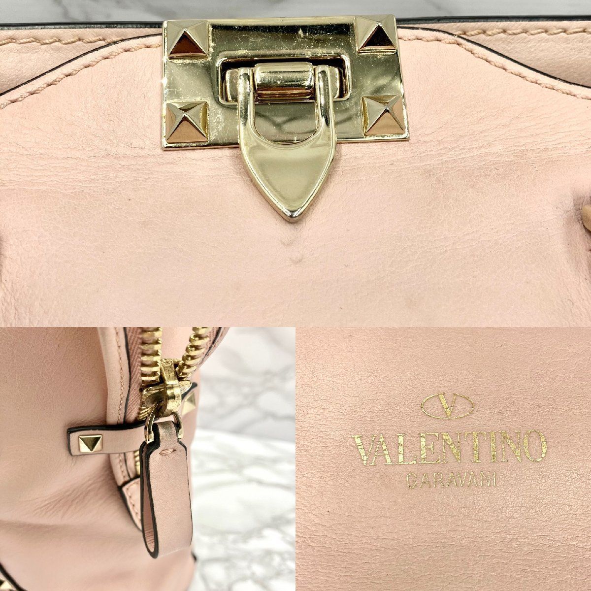 ヴァレンティノ VALENTINO スタッズ ショルダーバッグ ピンク 斜め掛け 