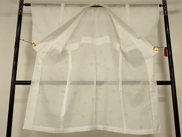 平和屋着物*夏物 長襦袢 舞花紋紗 白色 半衿刺繍 AABC6884jd