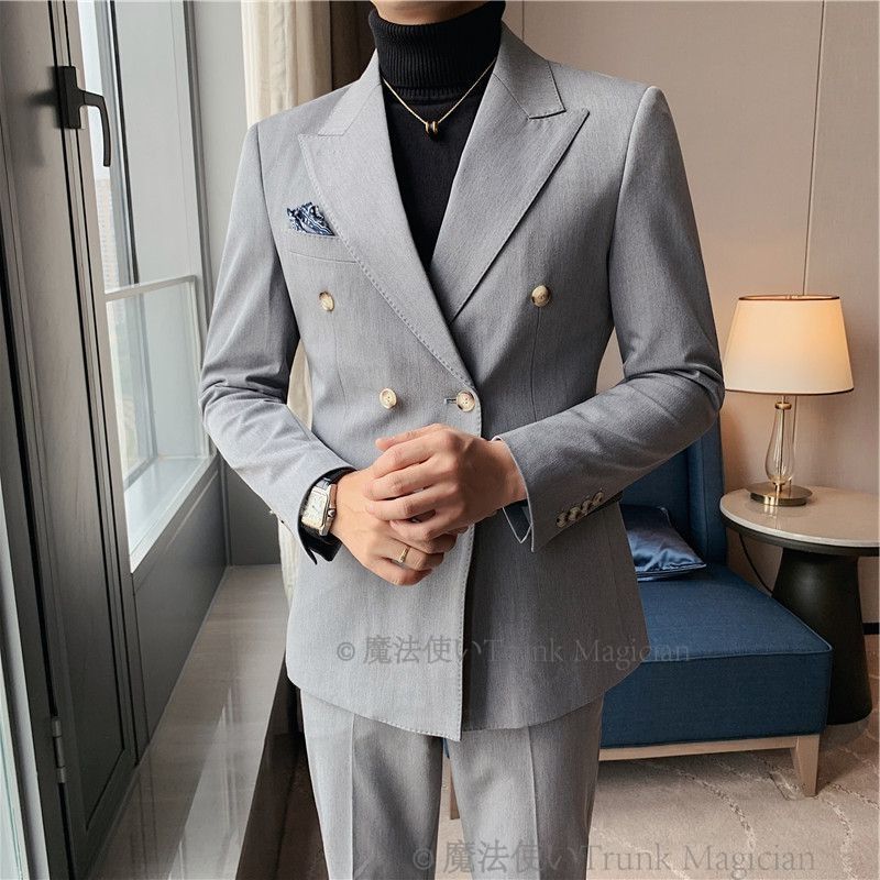 ビジネスダブルスーツ ３色 ツーピース 無地 CCVZ1026P164