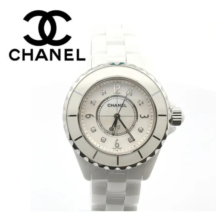 中古】 CHANEL シャネル H2422 J12 33mm マザーオブパール 8Pダイヤ ...