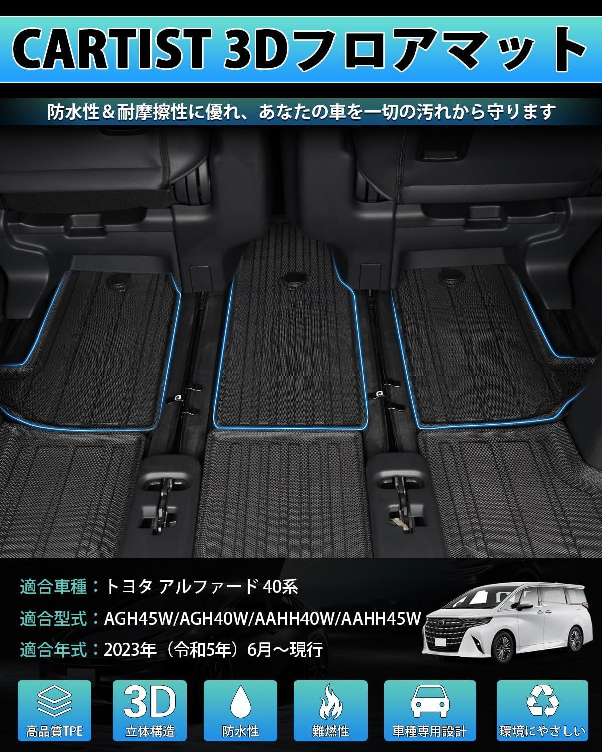 トヨタ 新型 アルファード ヴェルファイア 40系 3列目 フロアマット 