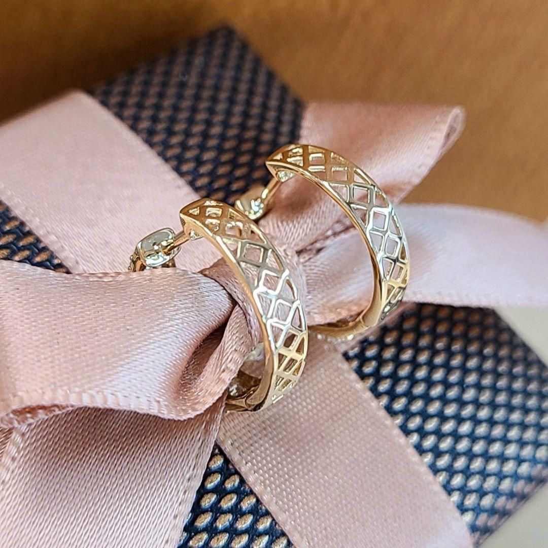 2way 計 0.5ct ダイヤモンド K18 yg エタニティ フープ ピアス 18金