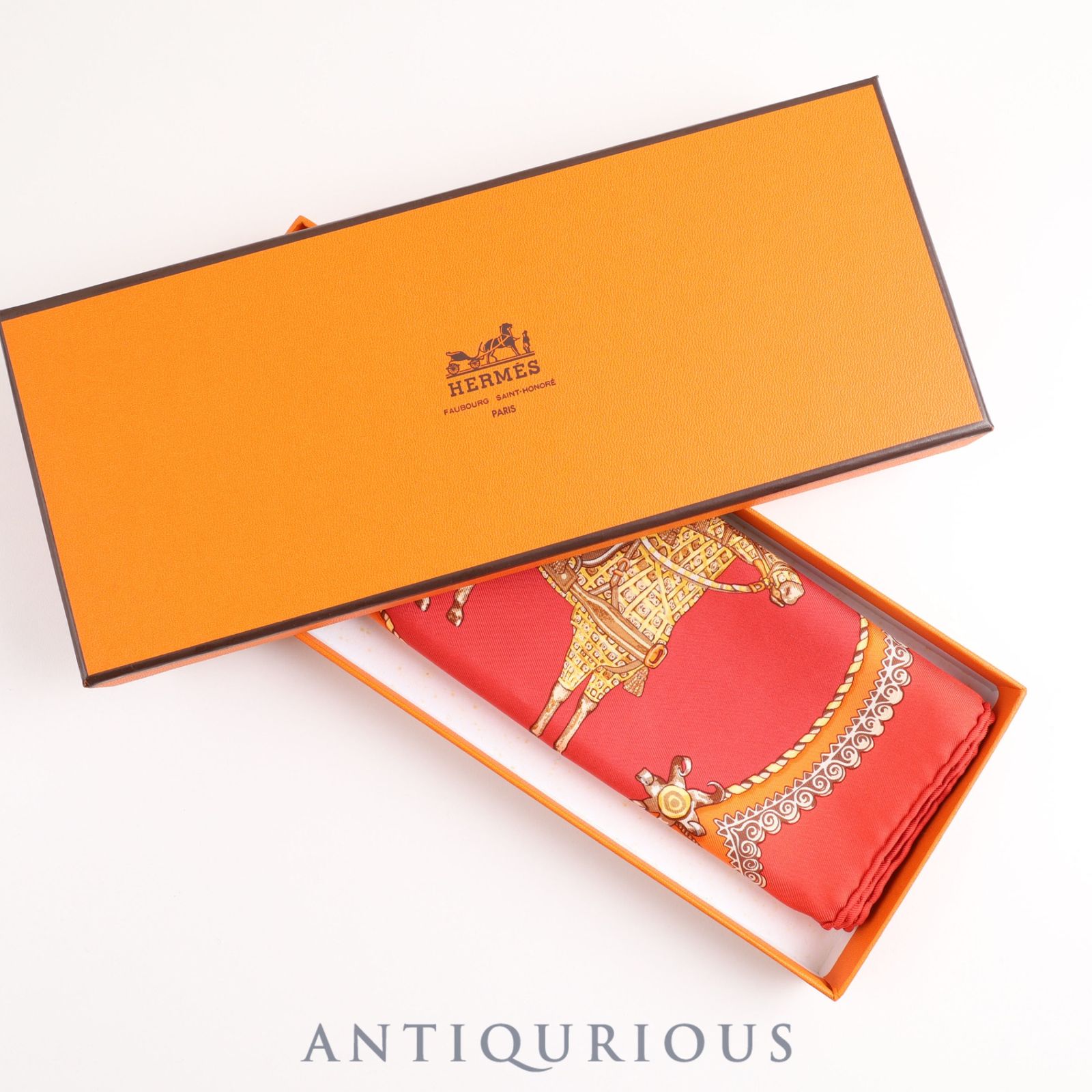 エルメス スカーフ カレ45 パプロール SILK100％ 箱