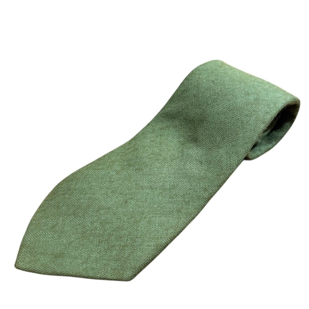 美品 エルメス カシミア ネクタイ HERMES グリーン HERMES エルメス