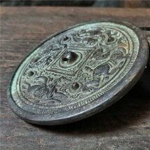 中国古美術・旧蔵珍品·古青銅器神獣図銅鏡・青銅鏡・案頭・文房置物・風水開運・大判 中国古美術・旧蔵珍品·古青銅器神獣図銅鏡・青銅鏡・案頭・文房