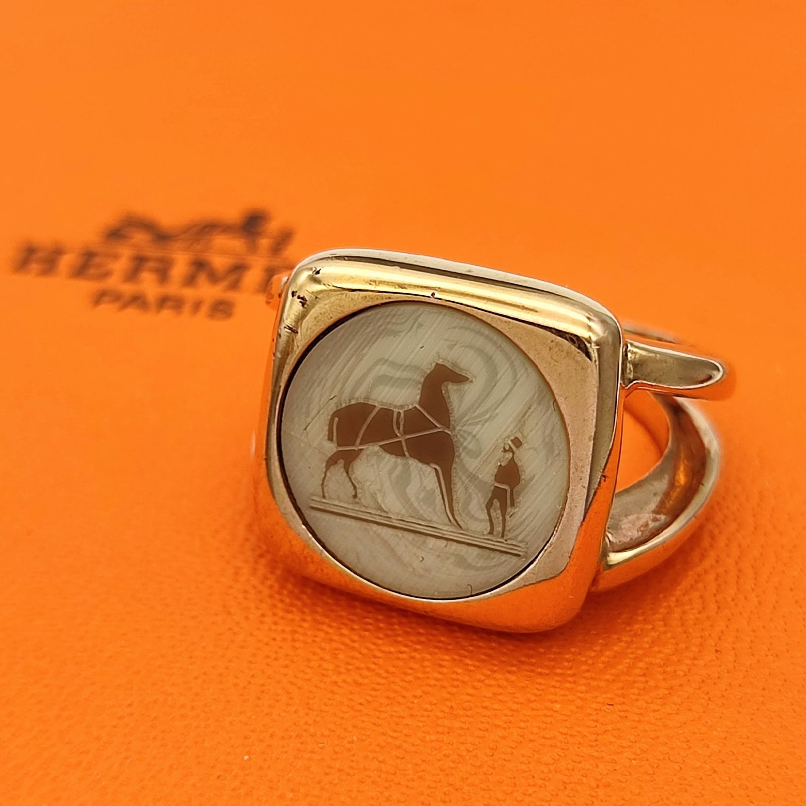 【美品】Hermès　エルメス　コロゾ　シグネットリング 美品】HERMES エルメス コロゾ シグネットリング 54 ゴールド 13