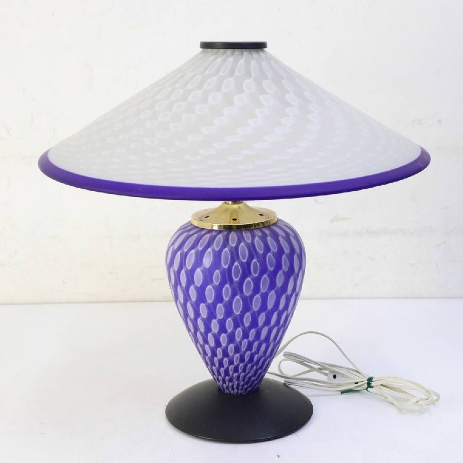 栄進物産 輸入品 品 美しい ガラス製 テーブルランプ ブルー スタンドライト 2灯 卓上照明 アート オブジェ ベネチアンガラス ミルフィオリ 289v06