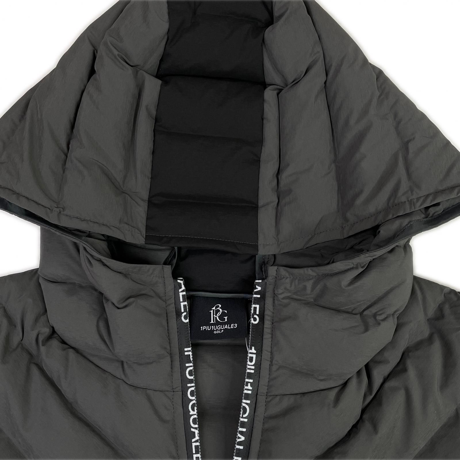 メンズ ウノピュウノウグァーレトレ 1piu1uguale3 ダウンベスト 3 S グレー フーディ フルジップ ロゴマーク LLC-HASEGAWATOSO_COM