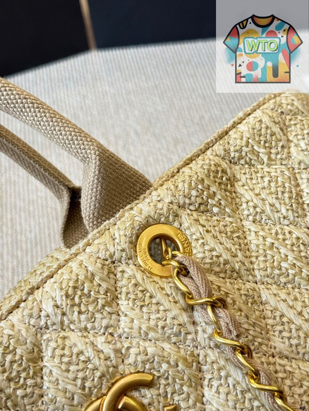 CHANEL ベージュ ストロー パーティーバッグ CHANEL シャネル 2WAY ストロー チェーンバッグ ベージュ かご