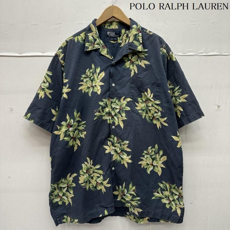 POLO RALPH LAUREN ポロラルフローレン シャツ ブラウス 半袖 90s CLAYTON 花柄 オープンカラー アロハ シャツ グリーンハイビスカス