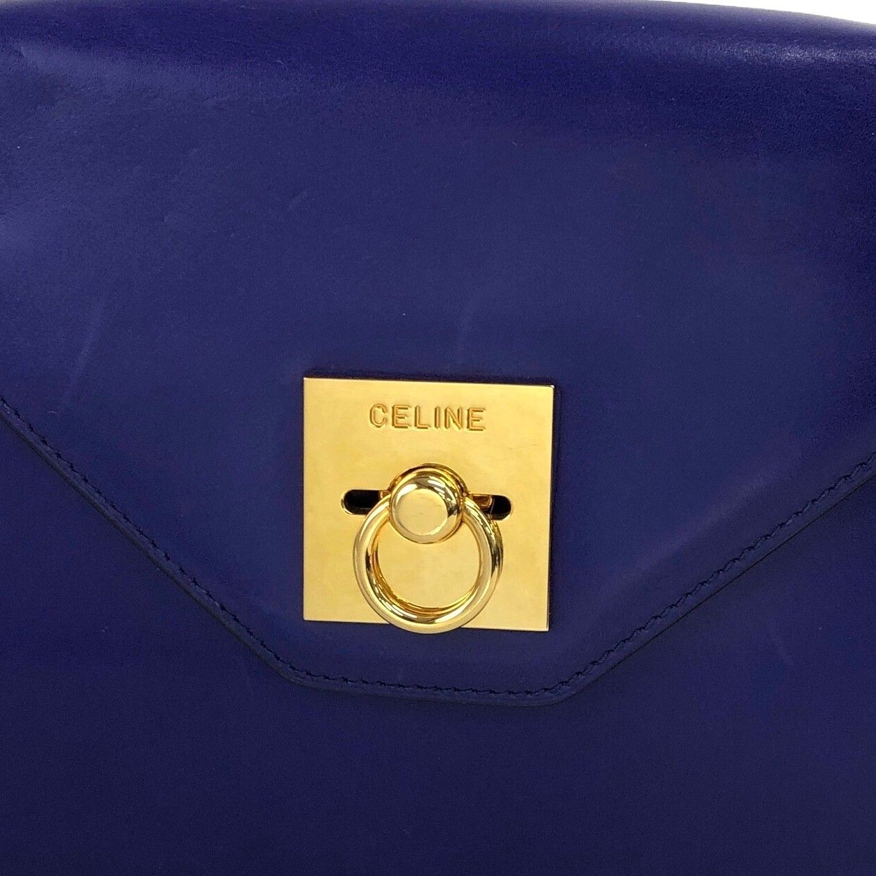 CELINE セリーヌ ショルダーバッグ ネイビー ガンチーニ レザー