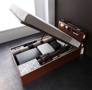 収納付きベッド シングルベッド セミダブルベッド 収納 収納付き 収納ベッド 大容量 収納ボックス 布団 敷き布団 スタンダードポケットコイルマットレス付き シングル 深さラージ 組立設置