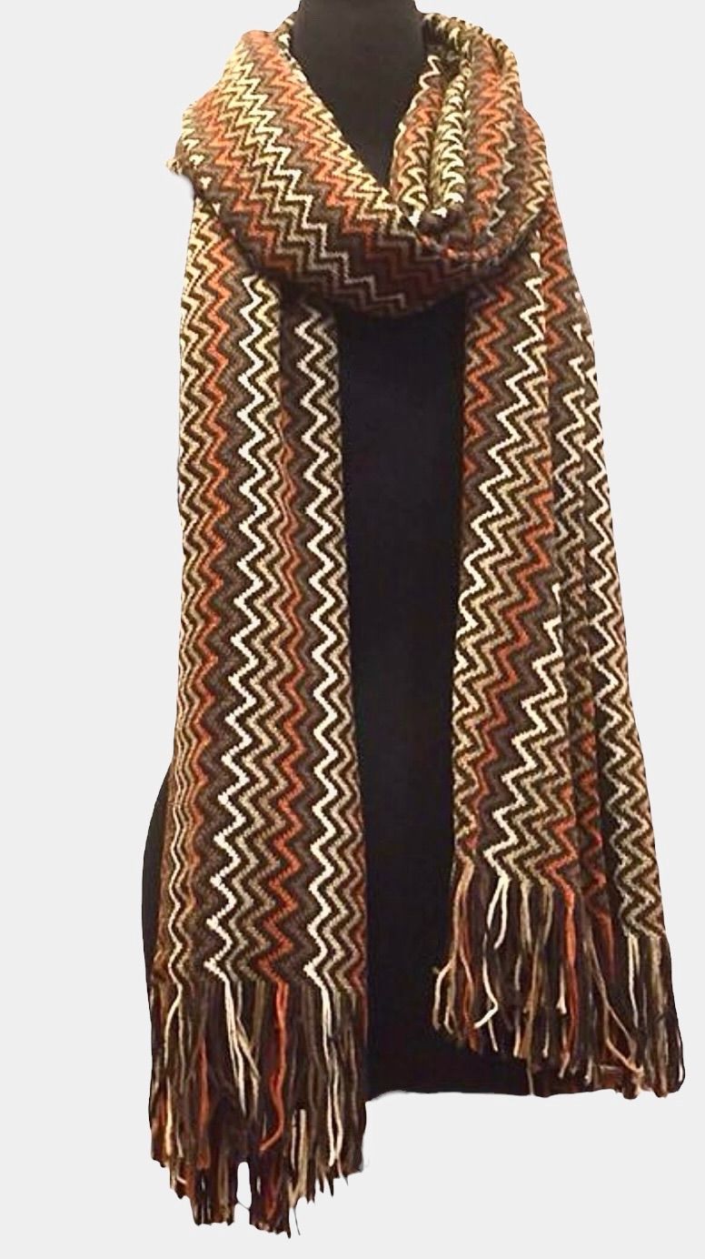 新品未使用　ミッソーニ　ウールストール MISSONI ミッソーニ ウール ストール タグ付き ブラウン オレンジ