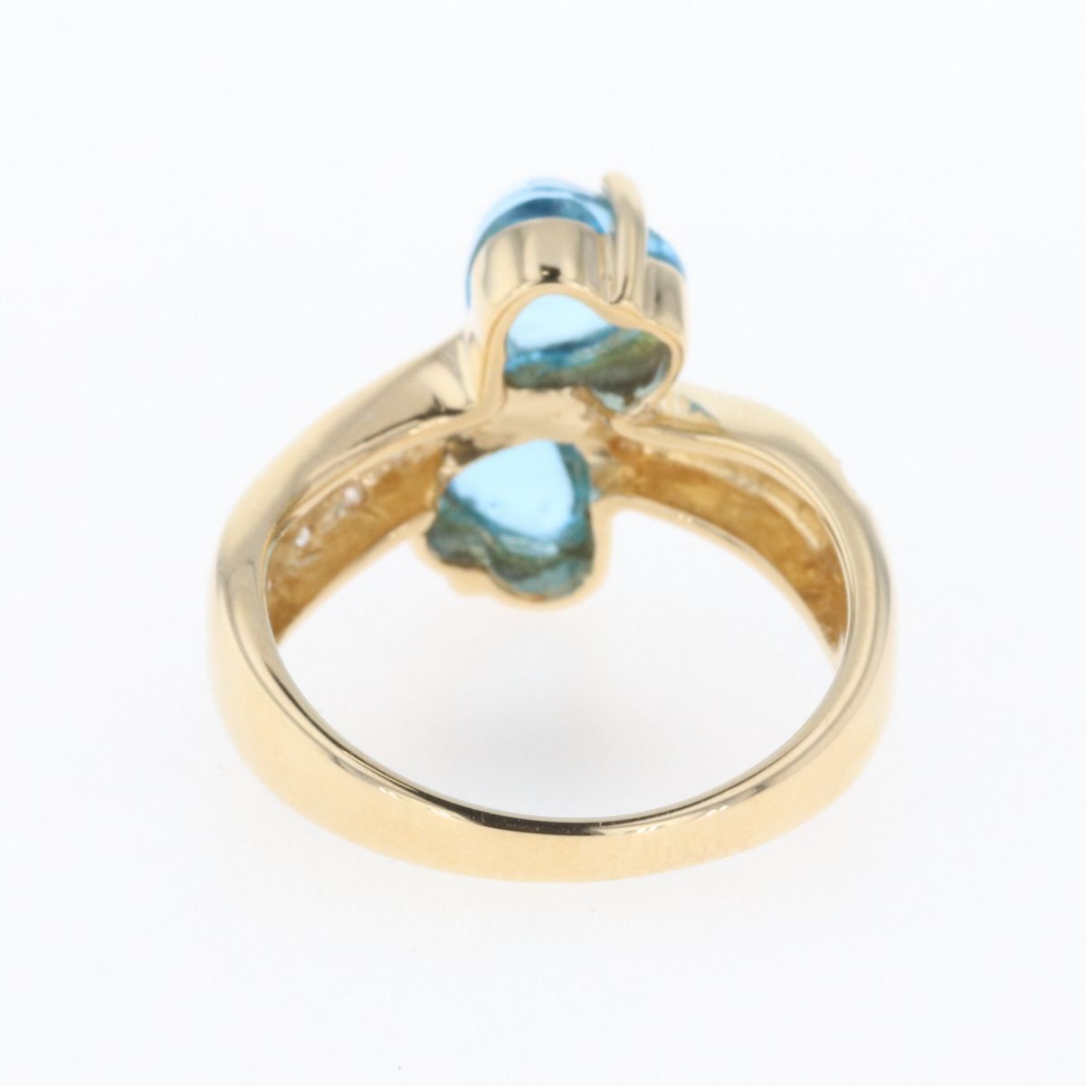 ブルートパーズ デザインリング K18 イエローゴールド メレダイヤ 指輪 