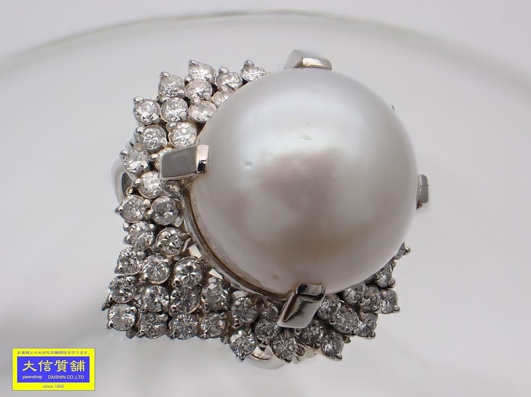 プラチナpm900 真珠付きリング 11号 ファッション プラチナpm900 真珠付きリング