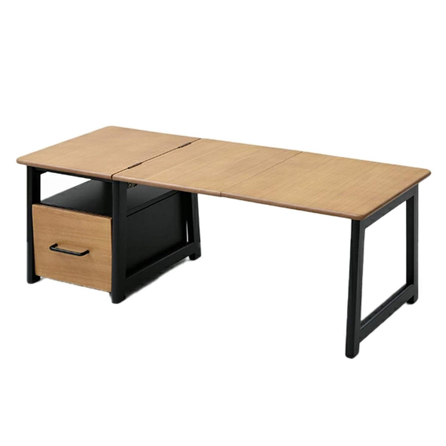 山善 YAMAZEN 2WAY ローデスク 折りたたむとサイドテーブルに 角が丸い 引き出し 設置が左右選べる 幅34|92×奥行40.5×高さ33|37cm 文机 PCデスク 組立品 オーク SP-2457DR OAK|BK テレワーク