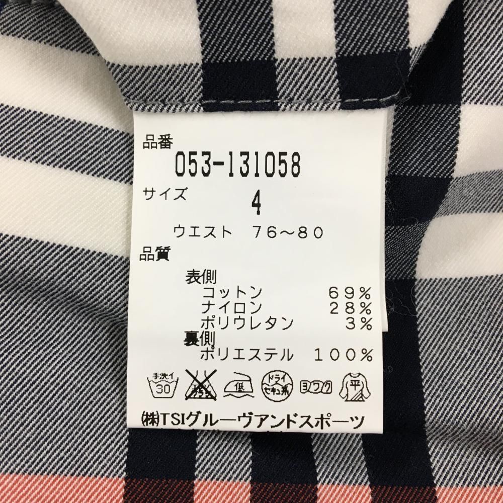 おまけ リバレイ 超 パーリーゲイツ パンツ 白×ネイビー チェック 裏起毛 ストレッチ メンズ 4 M ゴルフウェア PEARLY GATES