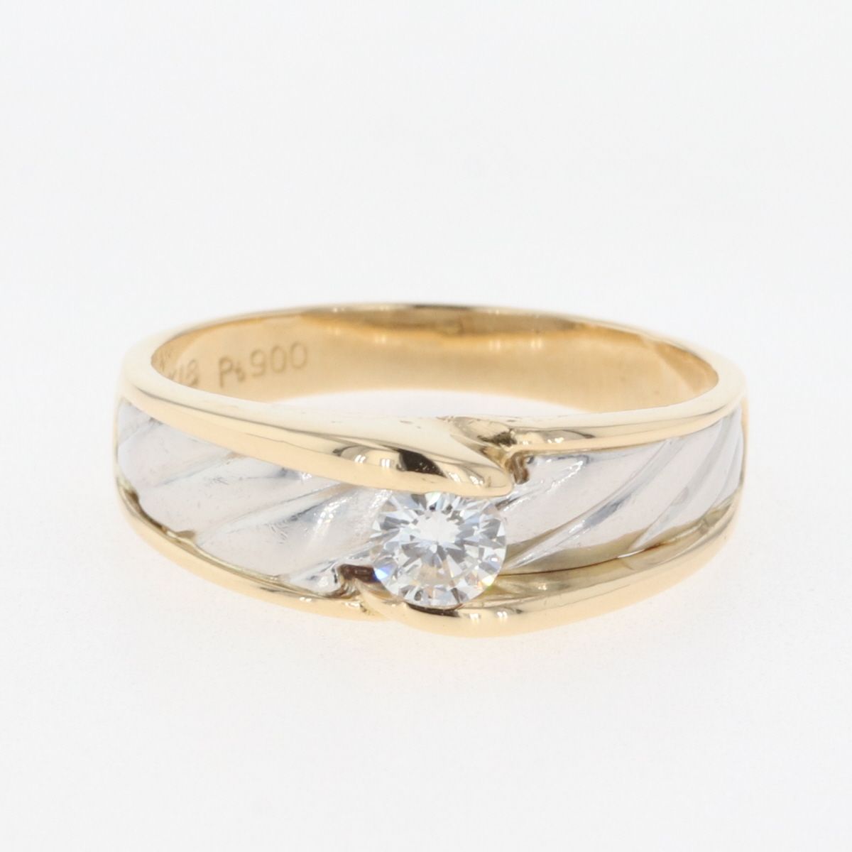 ダイヤモンド デザインリング YG イエローゴールド プラチナ 指輪 