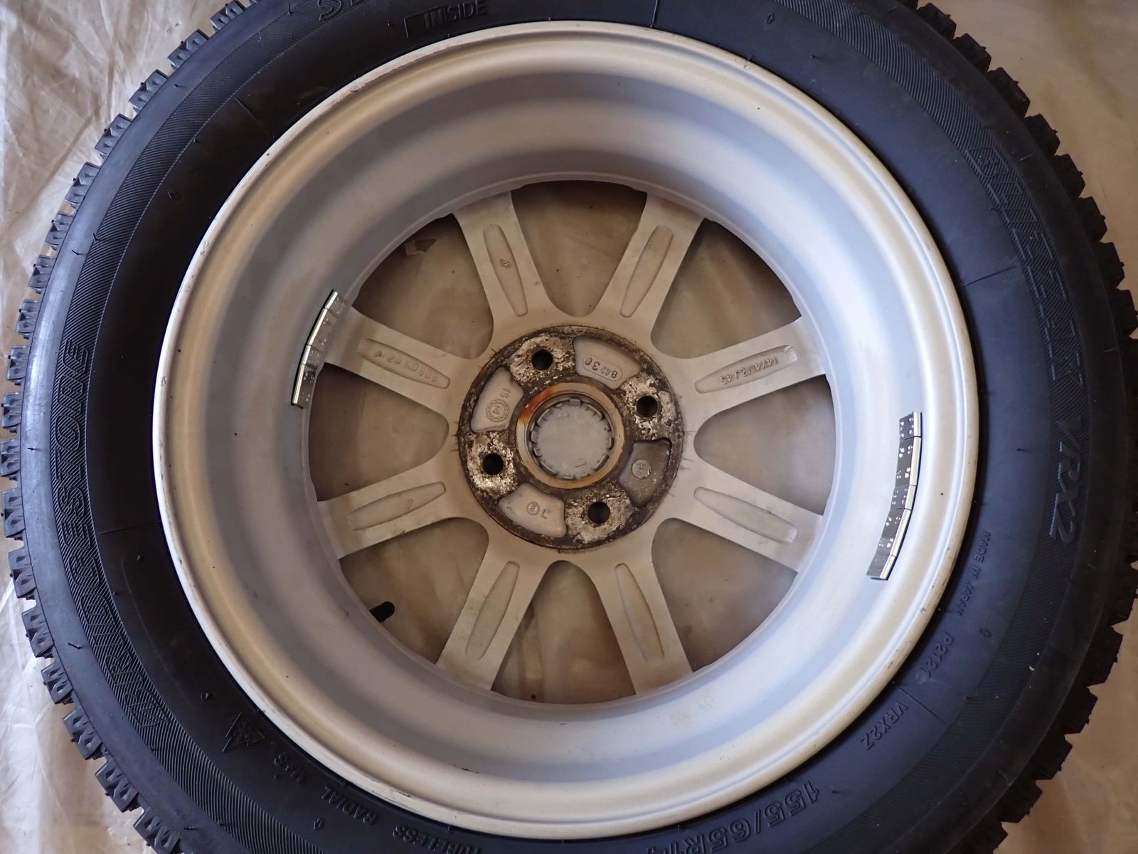 冬 製 4本 会社宛 155 65R14×4.5J 75Q ブリヂストン ブリザック VRX2 ダイハツ 純正 アルミ ウェイク タント NO D6128 FFCRYSTALESIA_COM