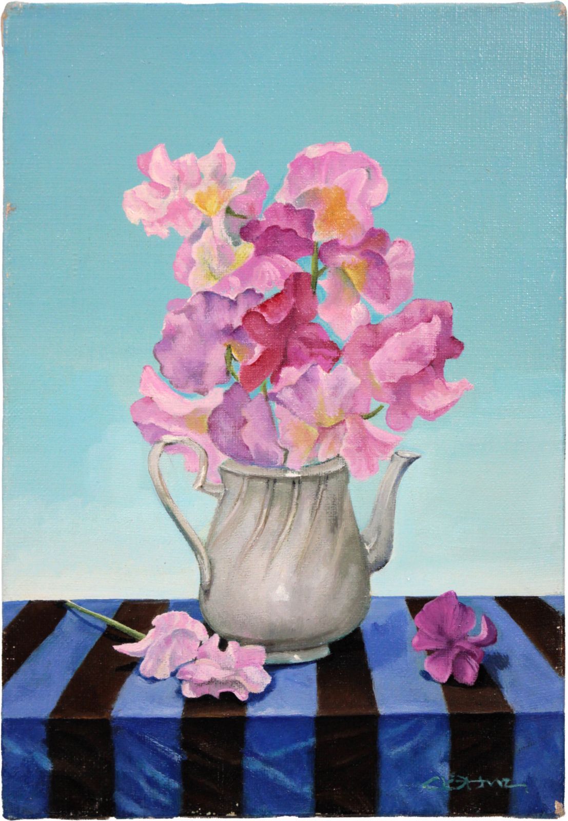 工藤恵子 「スィートピー」 油絵・油彩画 絵画 工藤恵子 「スィートピー」 油絵・油彩画 絵画 - メルカリ