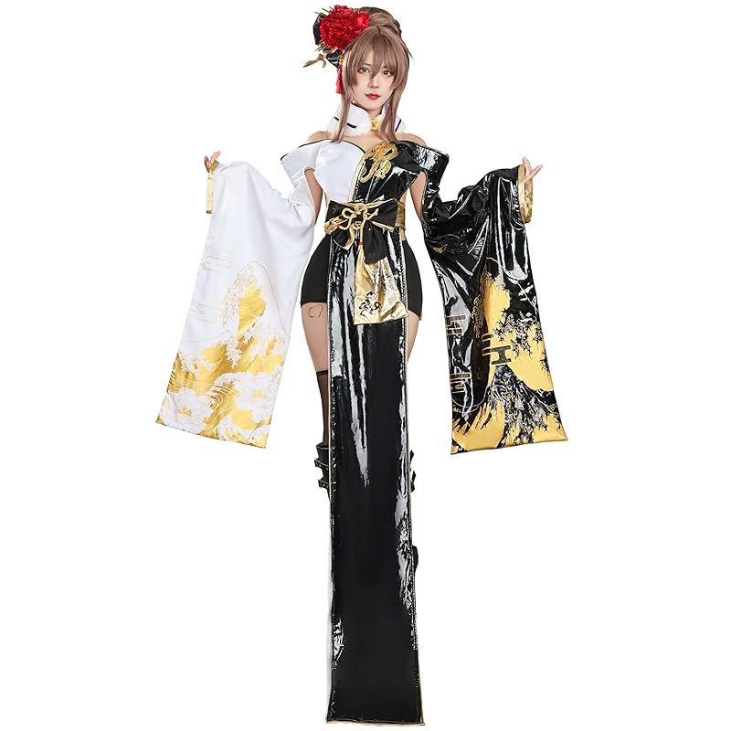 在庫 Miccostumes レディース 女性 女神風 ブラックラビット風 アニメ ゲーム かっこいい 萌え セクシー かわいい キュート コスチューム コスプレ コス 着物 和服 仮装 変身 変装 長袖 衣装セット L 0