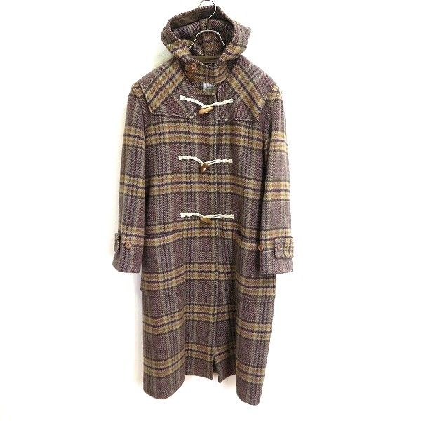 wu カネコイサオ KANEKO ISAO ロング ダッフル コート 紫系 カラシ色 カーキ チェック ウール 1996年 ヴィンテージ 970938 k01