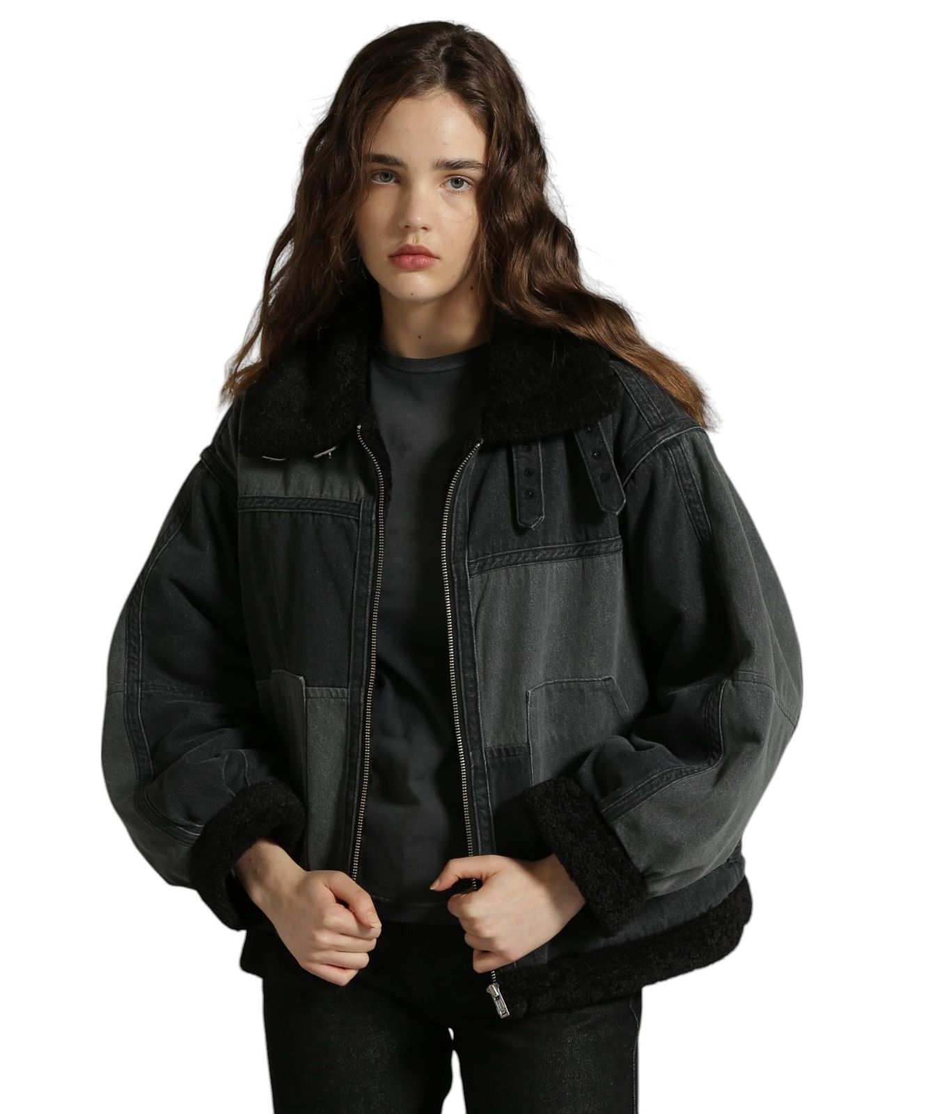 アヴィレックス WEB LIMITED Belle LINE DENIM B-3 JACKET デニム B-3 ジャケット レディース M 010 ブラック 783-5152701