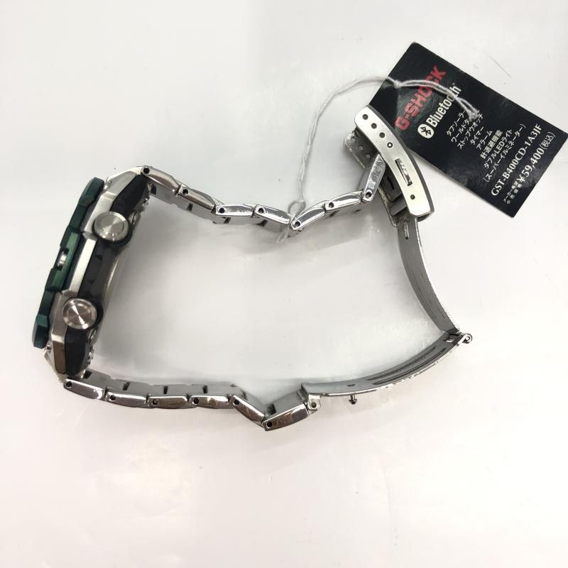 【中古】G-SHOCK 腕時計 ソーラー GST-B400CD-1A3JF シルバー グリーン 箱あり ジーショック[91][240091391365]