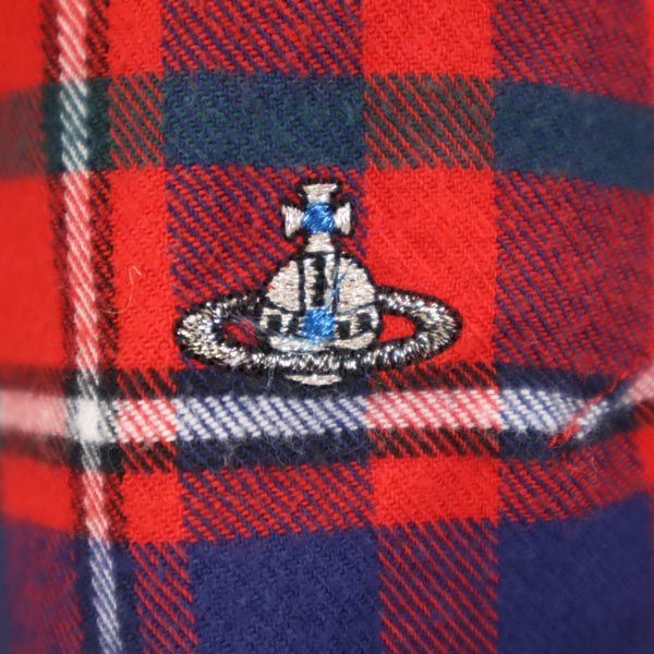 ヴィヴィアンウエストウッドマン 長袖 チェックシャツ 46 レッド