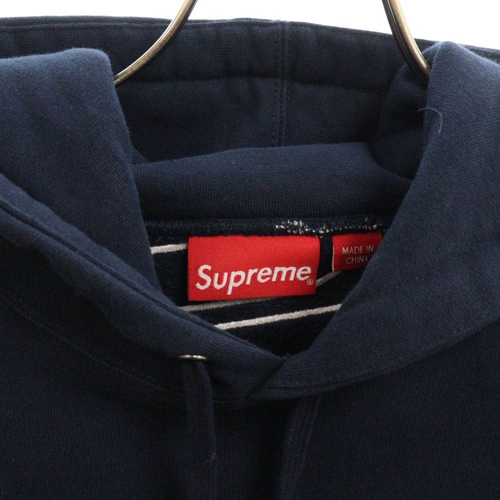 SUPREME (シュプリーム) 22AW Satin Applique Hooded Sweatshirt サテンアップリケロゴプルオーバーパーカー  ネイビー - メルカリ