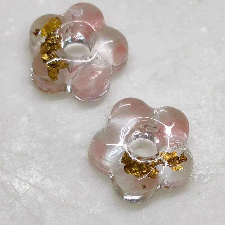 No.59】花ピアス 花イヤリング レジン レジンアクセサリー