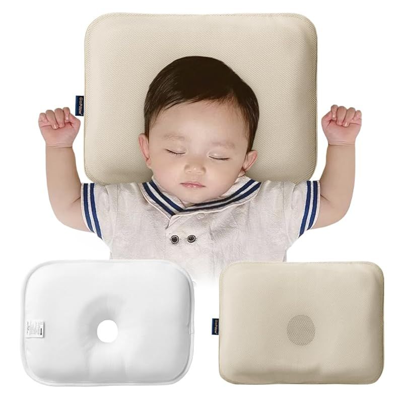 Gio Pillow ジオピロー ベビー枕 赤ちゃん 枕 絶壁頭予防枕 ドーナツ枕 出産祝い 出産準備 新生児 絶壁防止枕 まくら 絶壁防止 ベビーまくら メッシュ M グレージュサンド