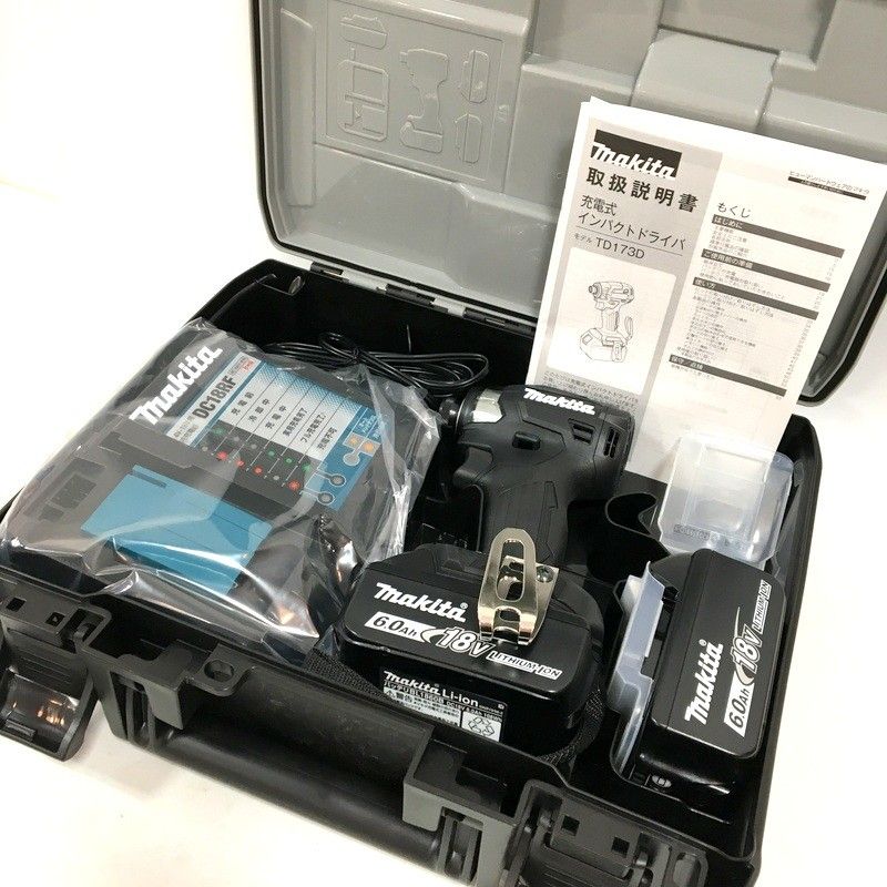 マキタ 充電式インパクトドライバ TD173DRGXB フルセット 18V 6.0Ah ブラック 純正品 コードレス makita △ DW3148-