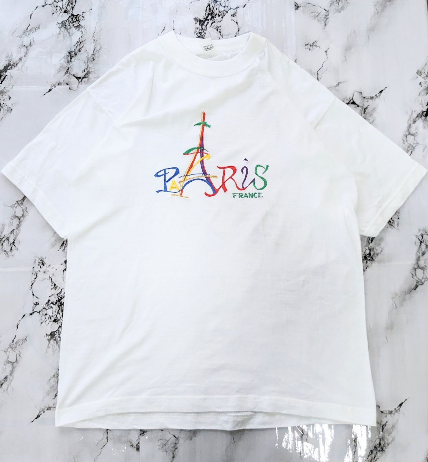 ヴィンテージ フランス パリ 刺繍 スーベニア tシャツ お土産